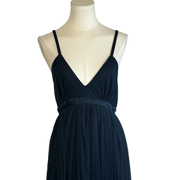 ANAYA WITH LOVE Tulle Plunge V Neck Maxi size 2 Navy Bridesmaid Wedding Formal - Picture 12 of 14